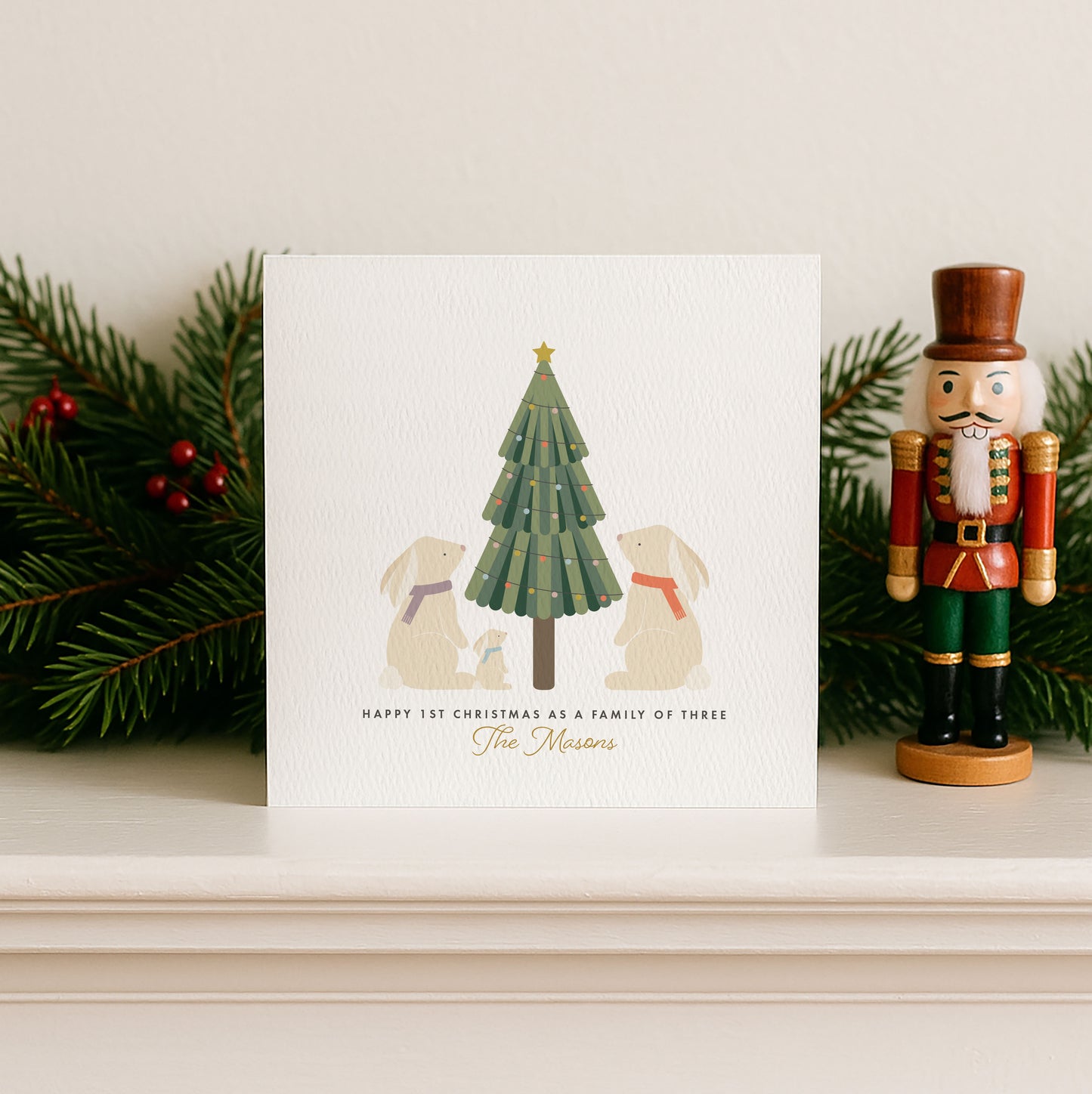 Personalised Bunny Family Christmas Card