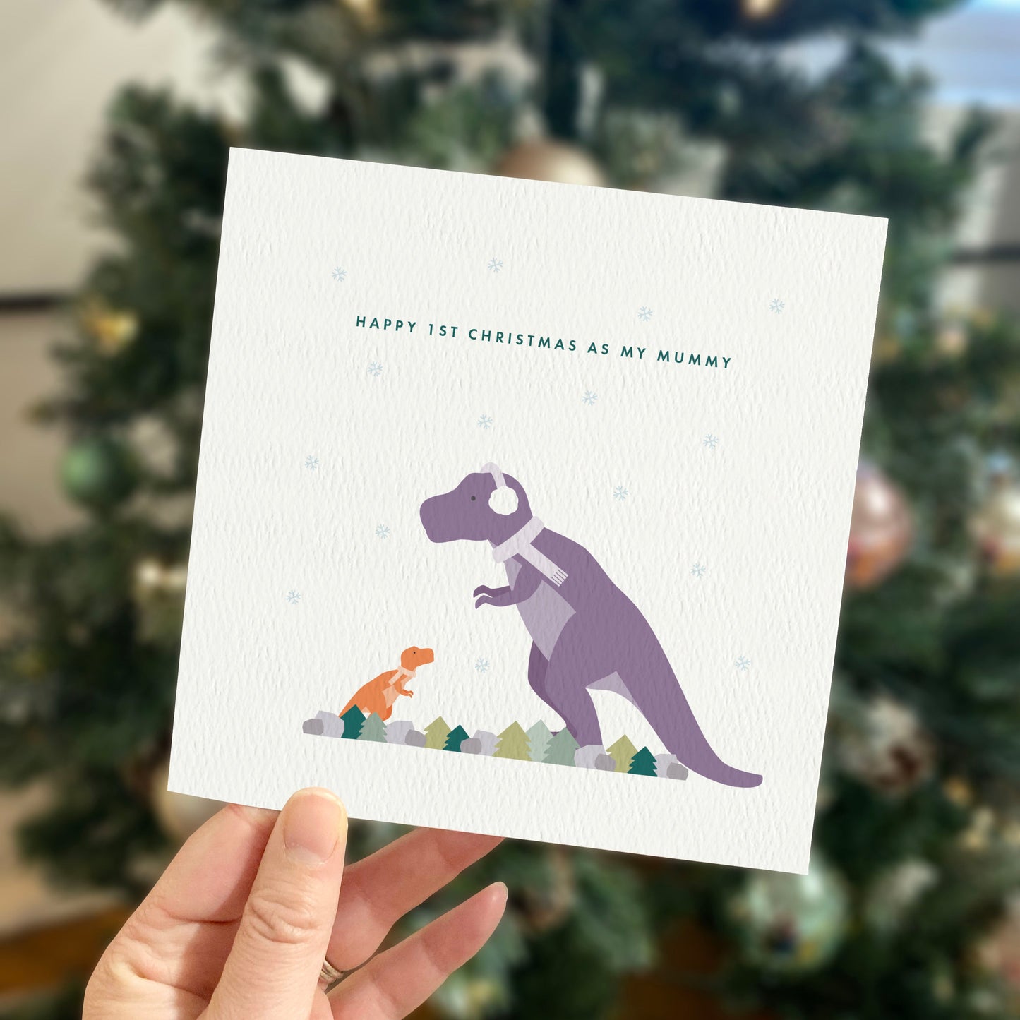 Personalised Dinosaur Christmas Card for Mummy from the Kids