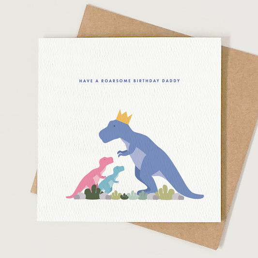 Personalised Dinosaur Birthday Card for Daddy from the Kids