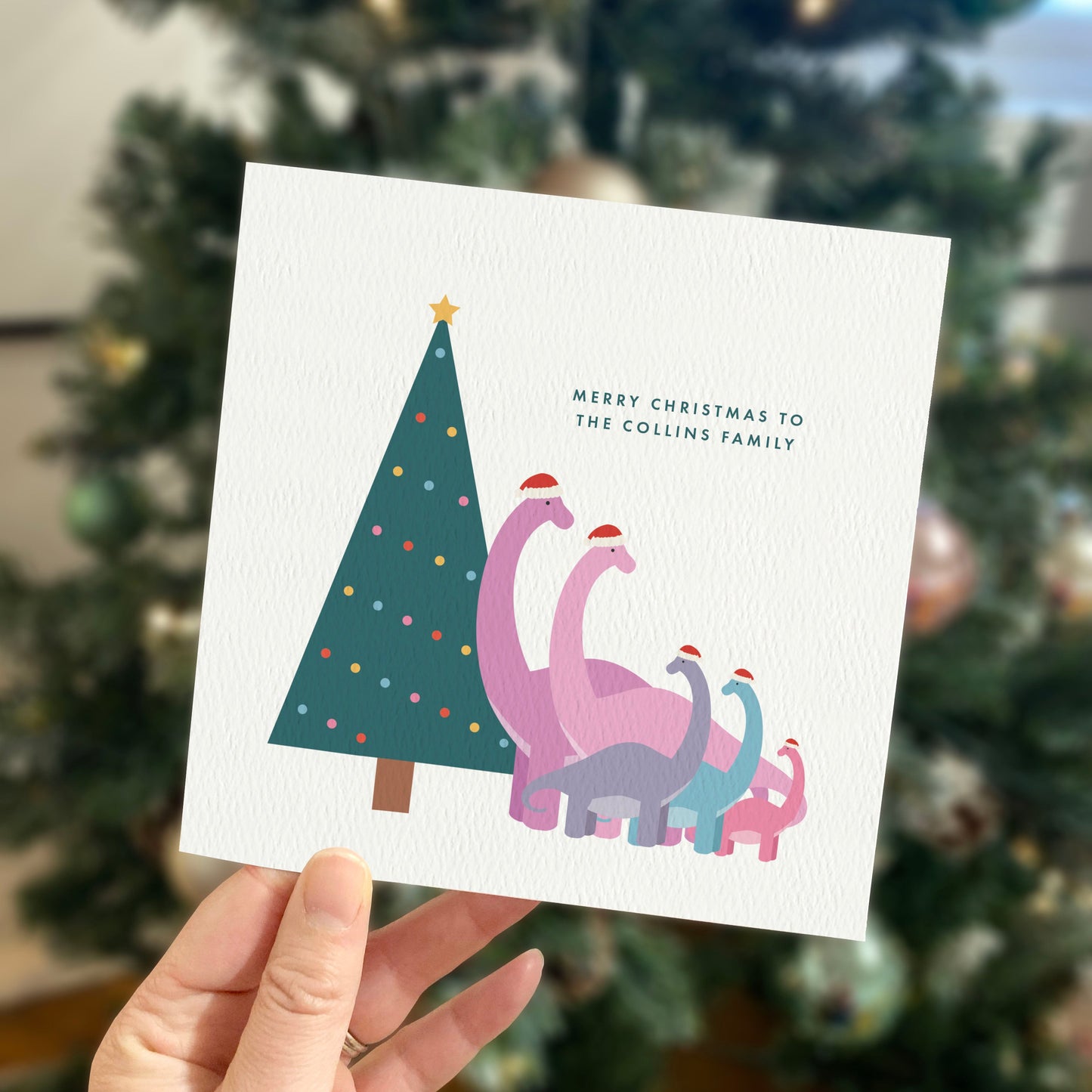 Personalised Dinosaur Family Christmas Card
