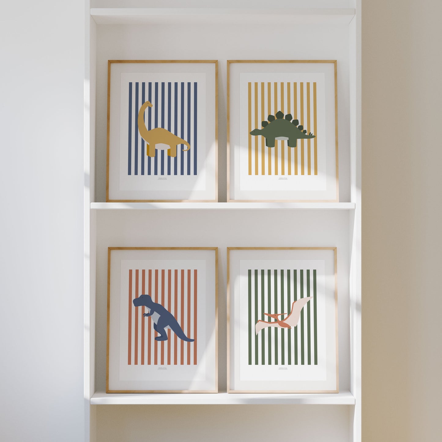 Pterodactyl Print - Green Stripes