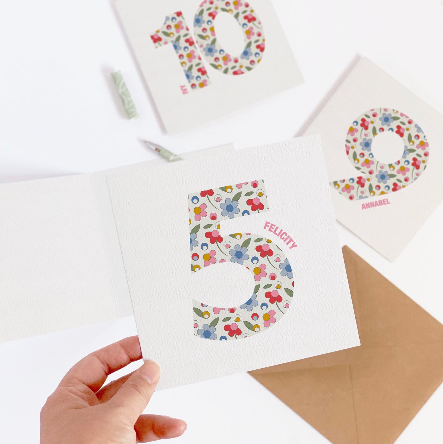 Personalised Ditsy Flower Age Birthday Card for Girls