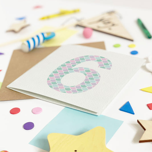 Personalised Mermaid Age Birthday Card for Girls