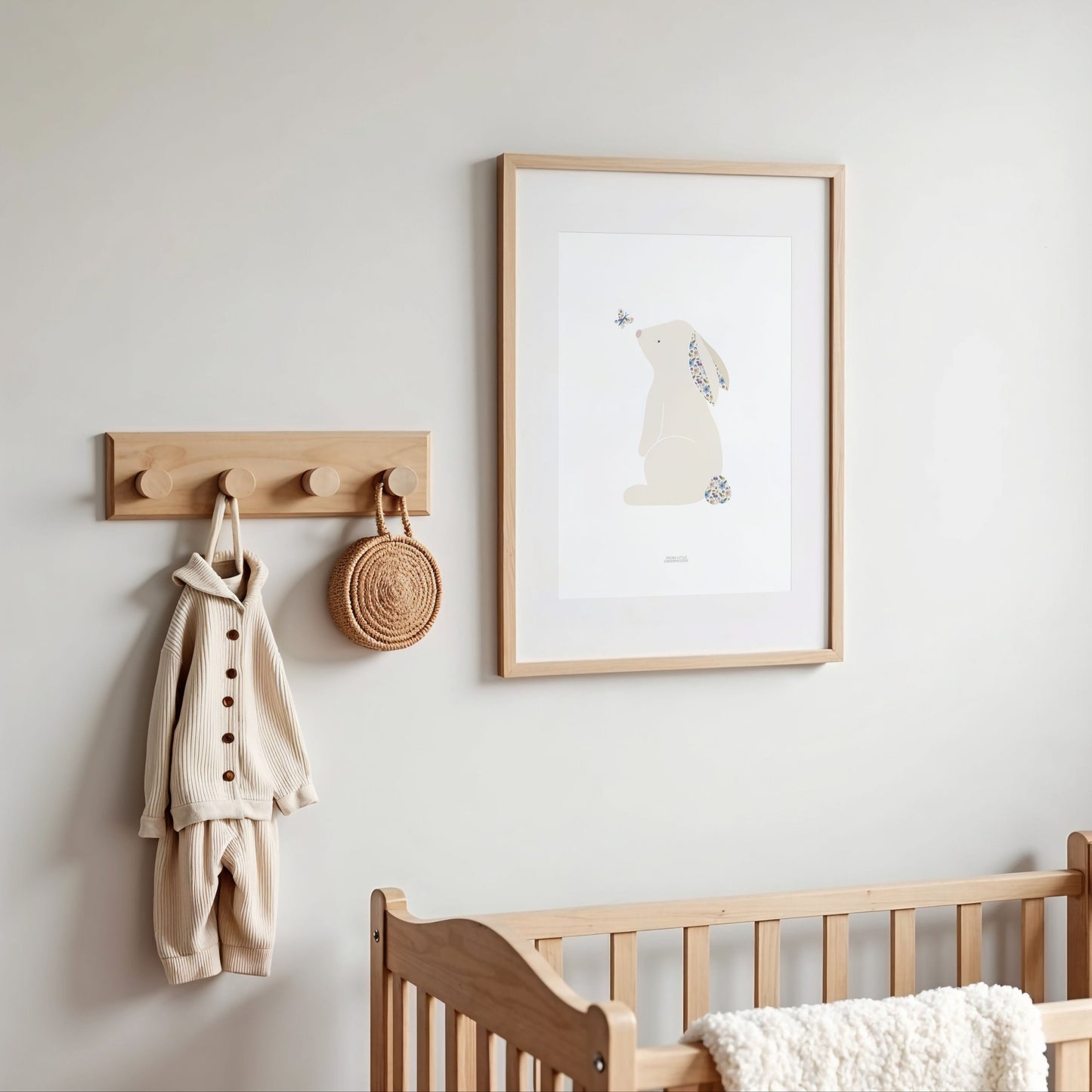 Blue Ditsy Flower Bunny Print