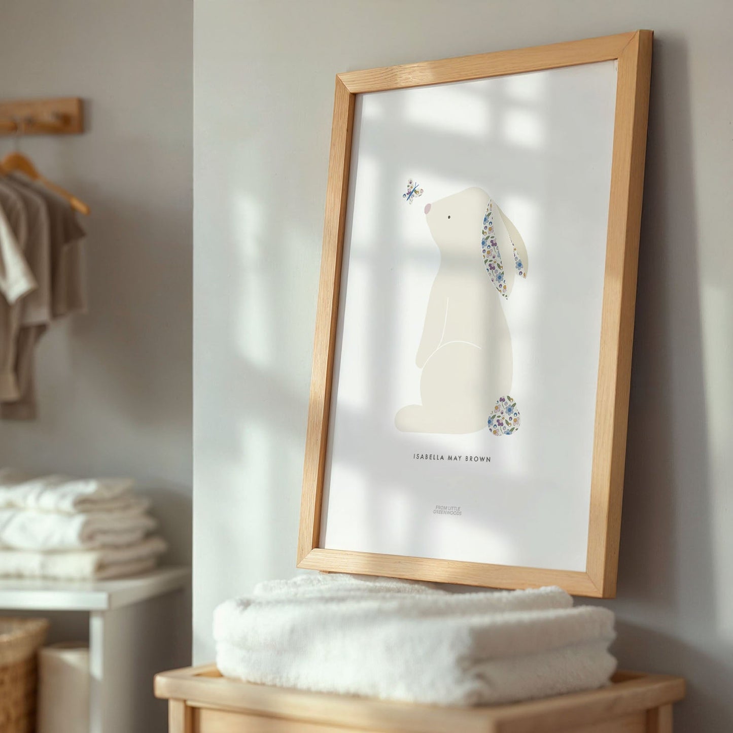 Blue Ditsy Flower Bunny Print