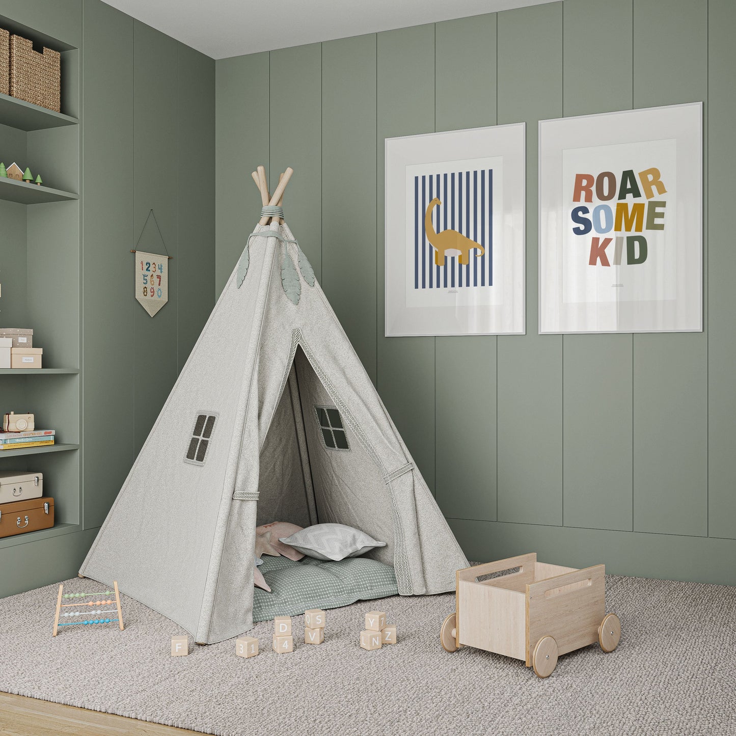 Diplodocus Print - Blue Stripes