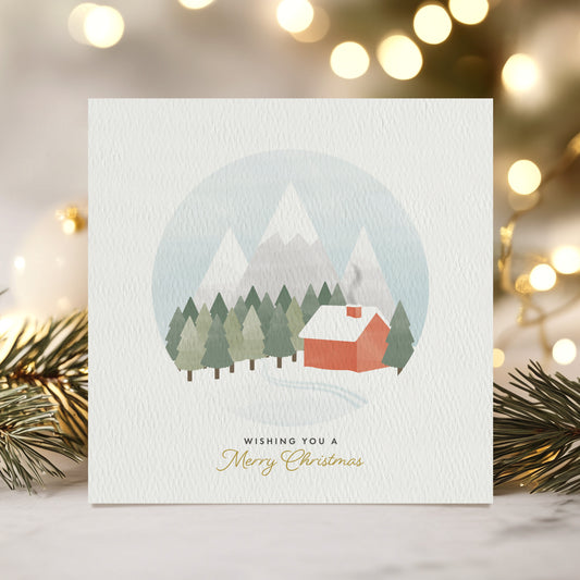 READY TO POST - Scandi Winter Scene Christmas Card