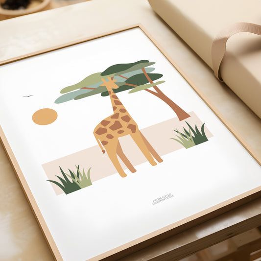 READY TO POST - A4 Giraffe Safari Print