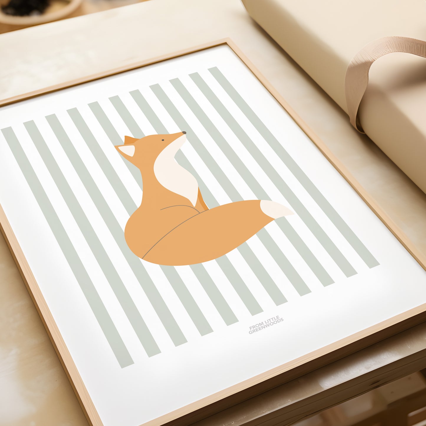 READY TO POST - A4 Striped Fox Print