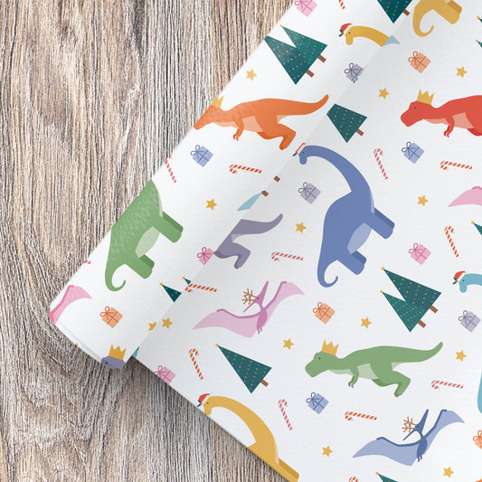 Festive Dinosaur Christmas Wrapping Paper