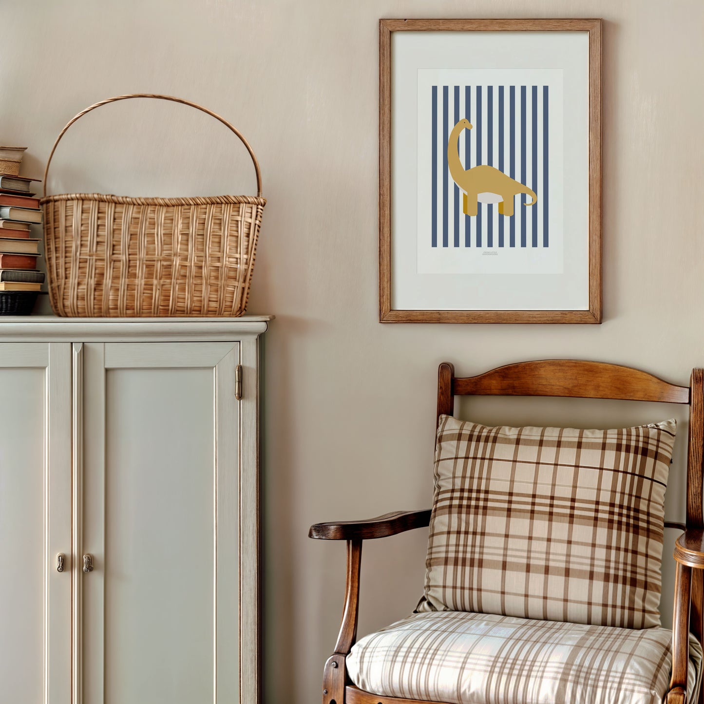 Diplodocus Print - Blue Stripes