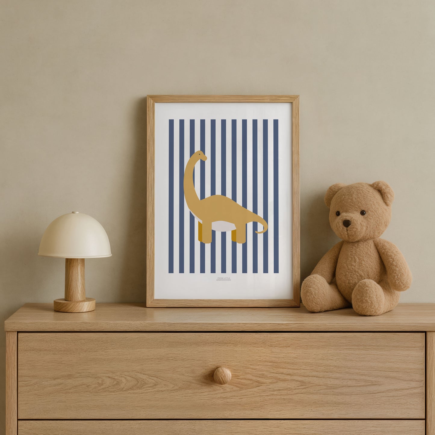 Diplodocus Print - Blue Stripes