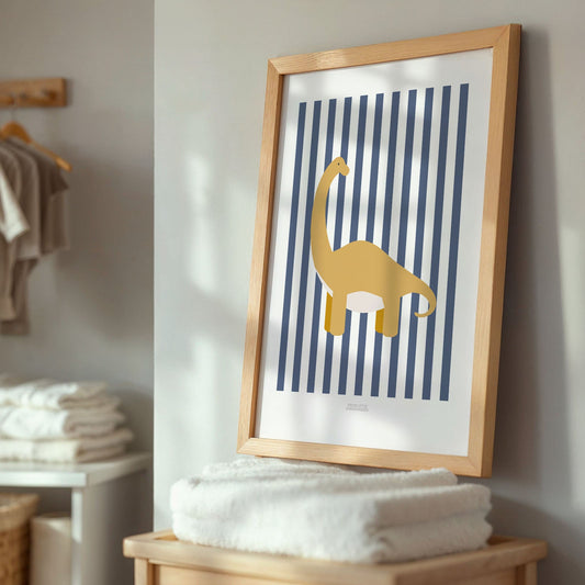 Diplodocus Print - Blue Stripes