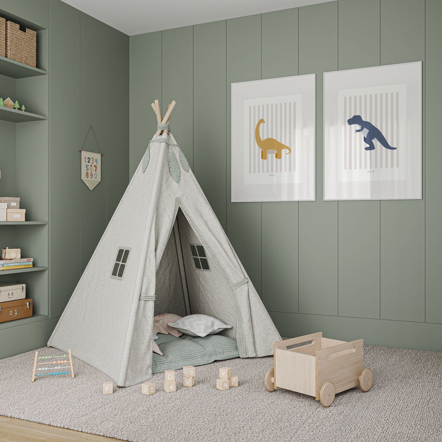 Diplodocus Print - Grey Stripes