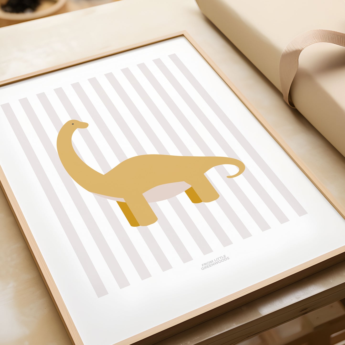 Diplodocus Print - Grey Stripes