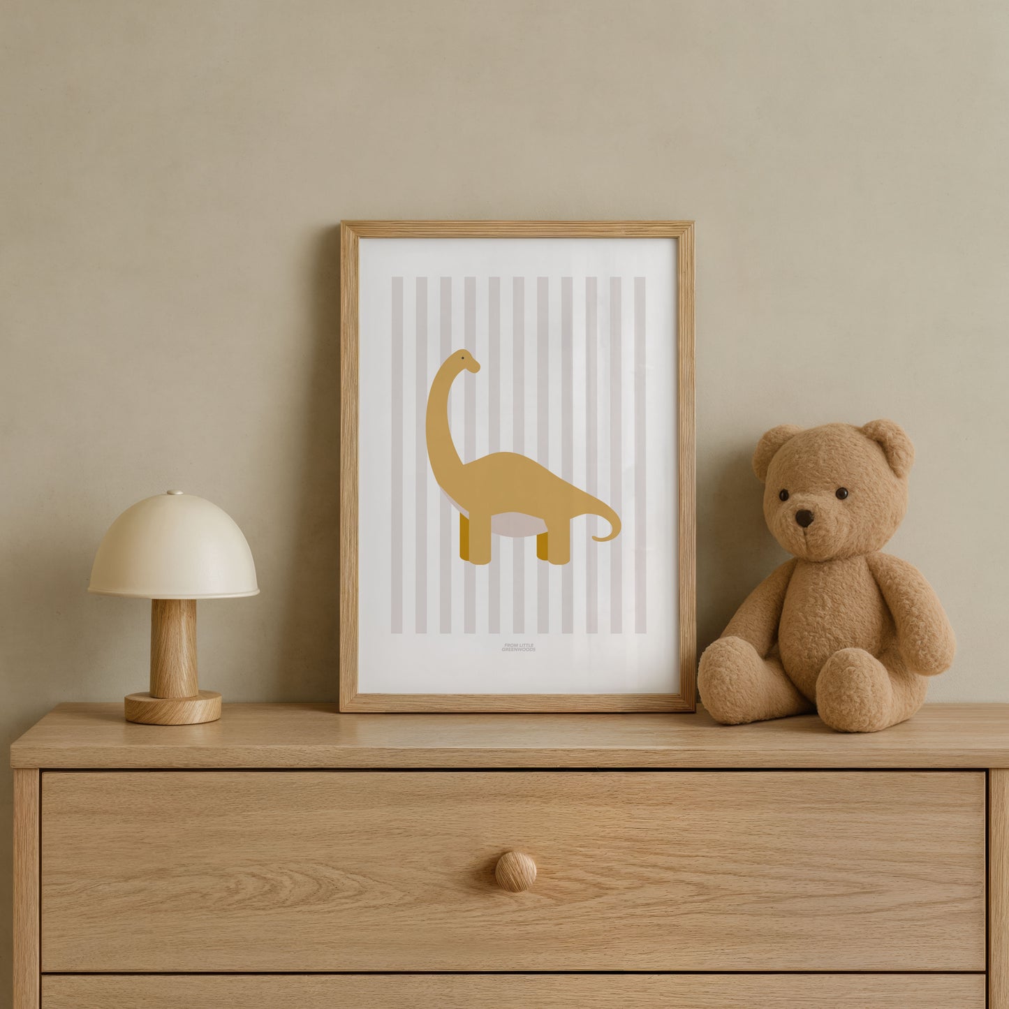 Diplodocus Print - Grey Stripes