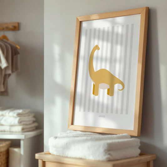 Diplodocus Print - Grey Stripes