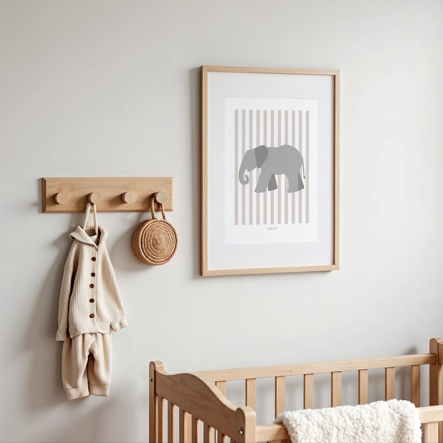 Children's Striped Elephant Print - Grey