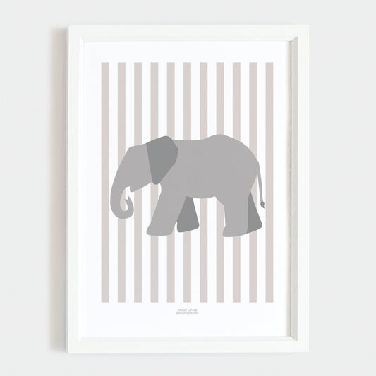Children's Striped Elephant Print - Grey