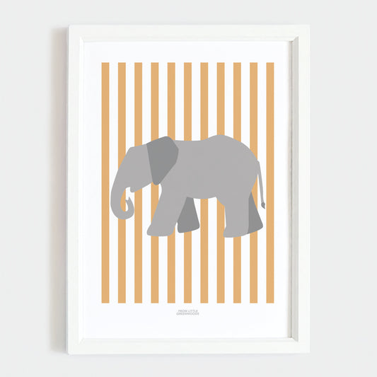 Children's Striped Elephant Print - Yellow