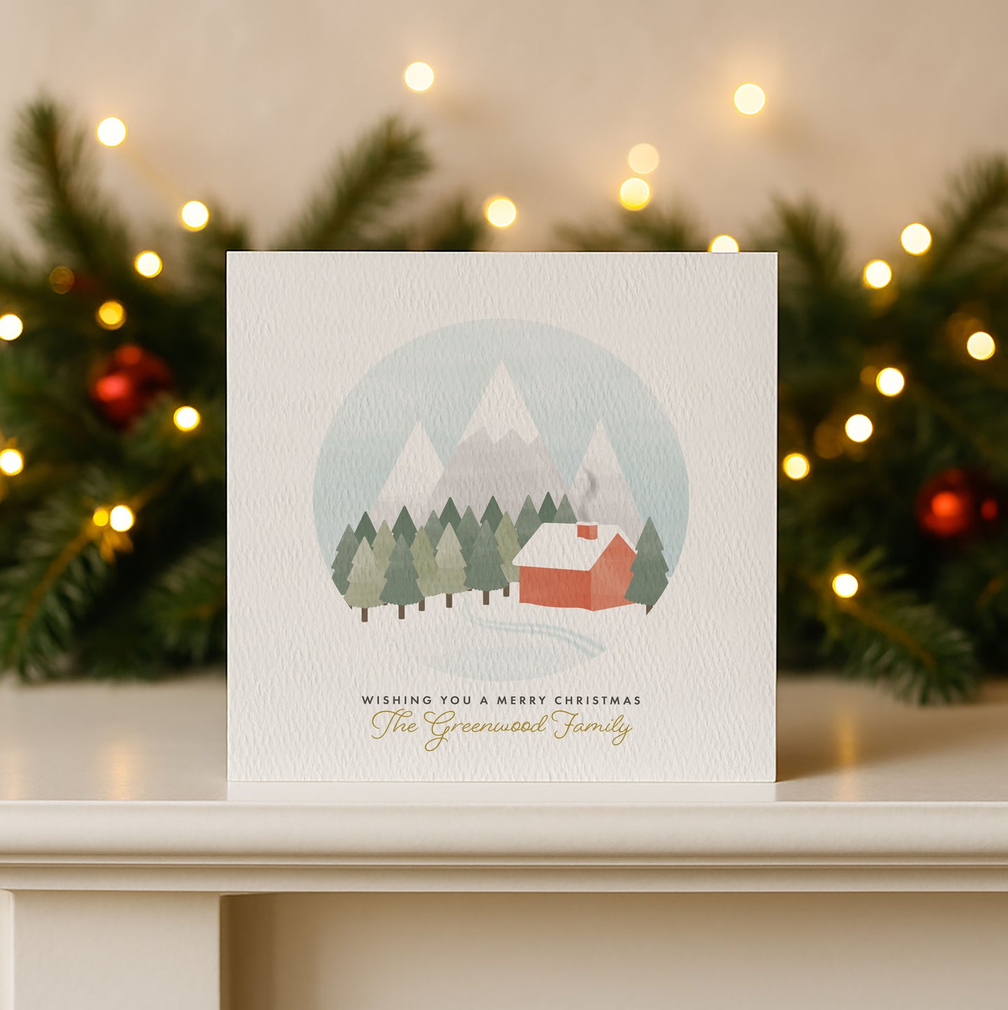 Personalised Scandi Winter Scene Christmas Card