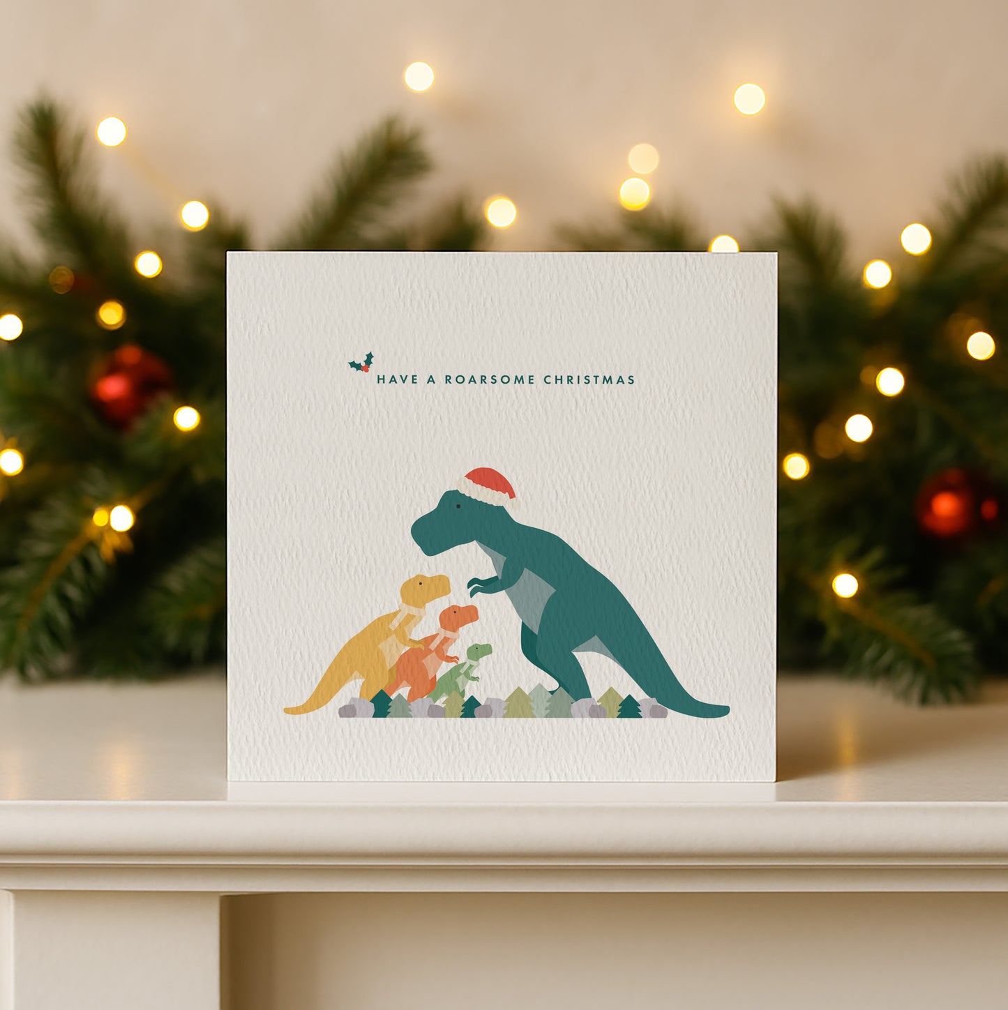 READY TO POST - Adult Dinosaur Christmas Card - For Daddy, For Dad