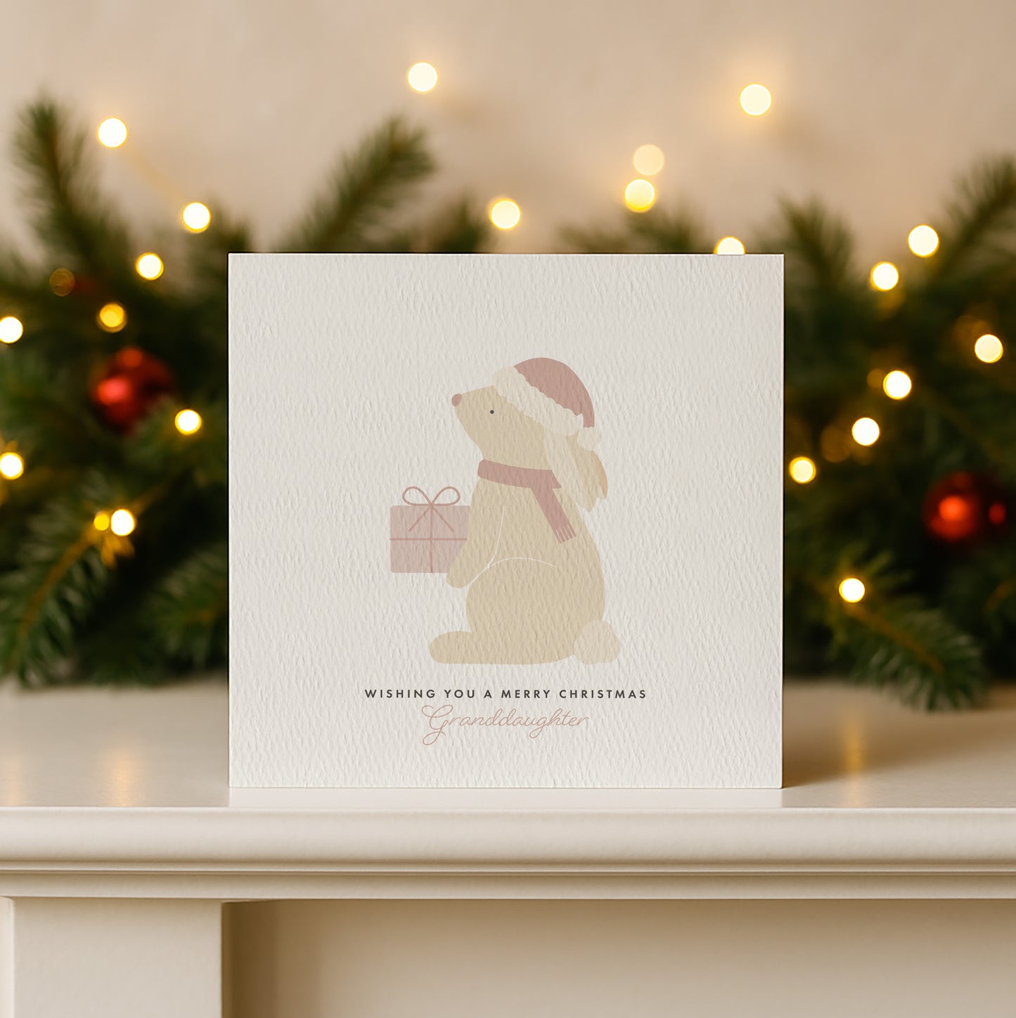 READY TO POST - Girl's Bunny Christmas Card - For Girl, Daughter, Granddaughter & Niece