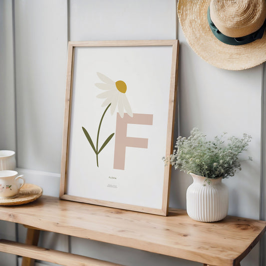 Single Stem Daisy Initial Print