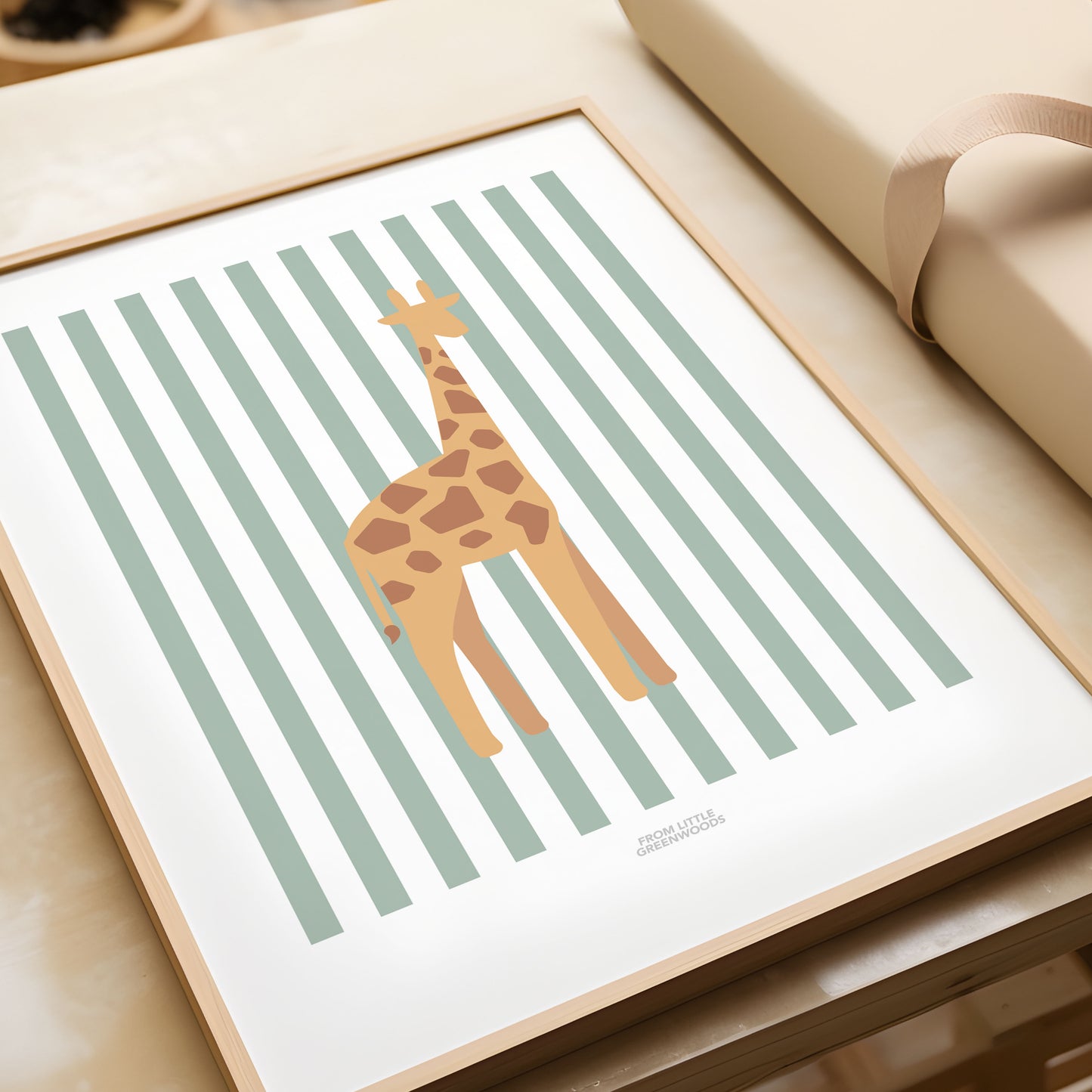 Children's Striped Giraffe Print - Teal