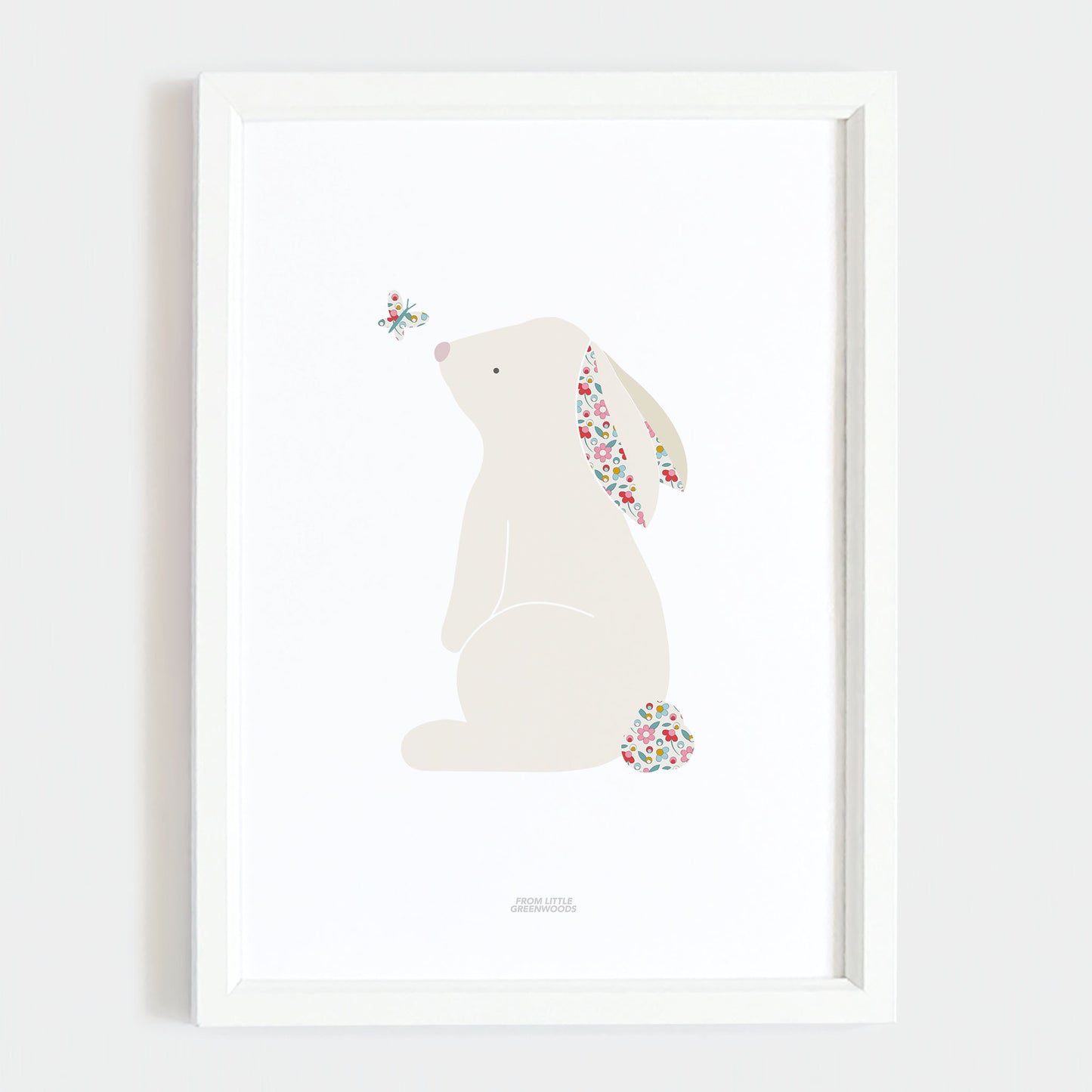 Pink Ditsy Flower Bunny Print