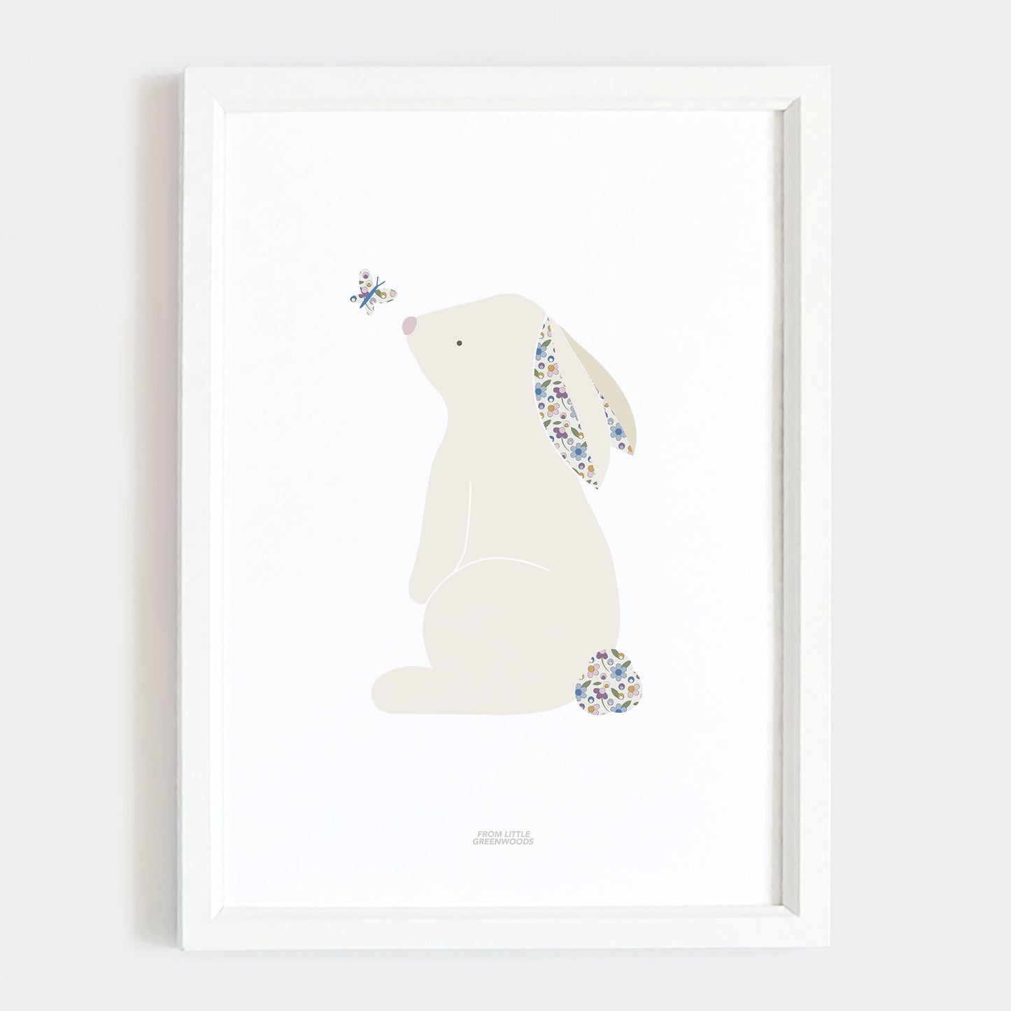 Blue Ditsy Flower Bunny Print