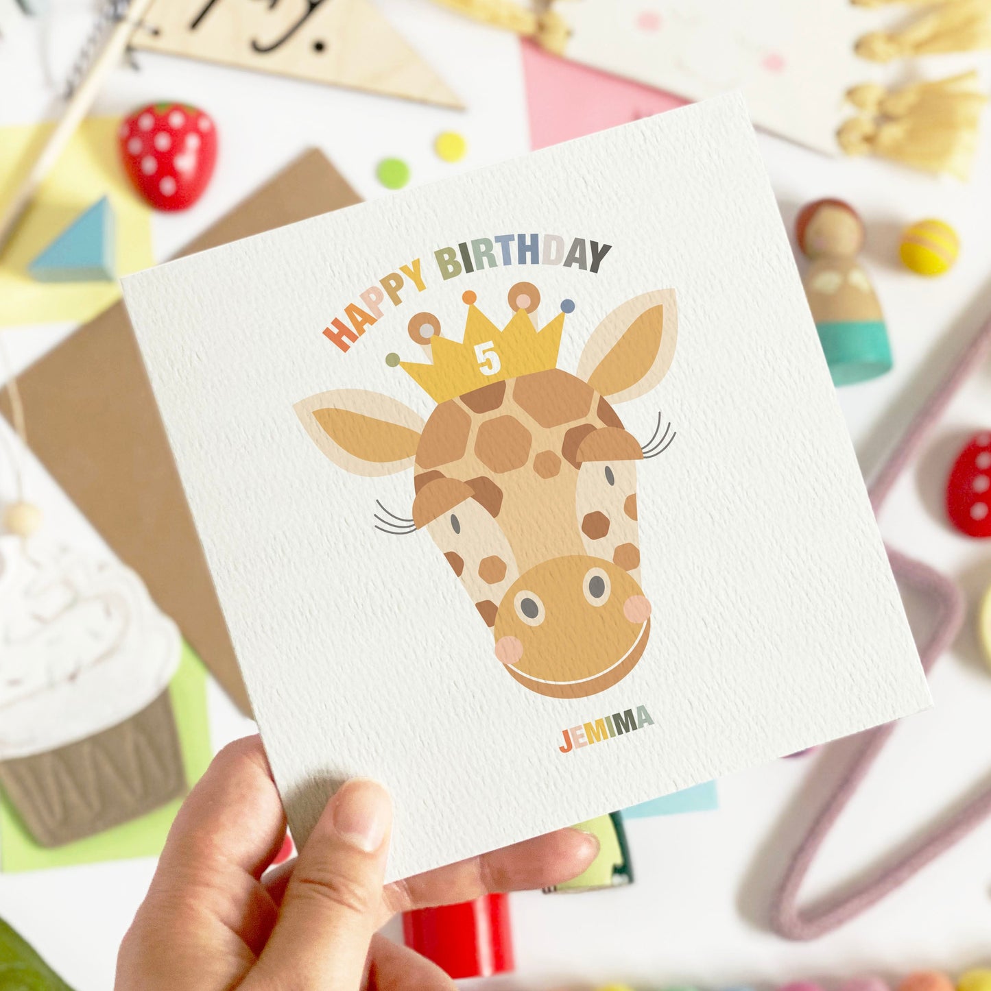 Girl's Princess Giraffe Birthday Card