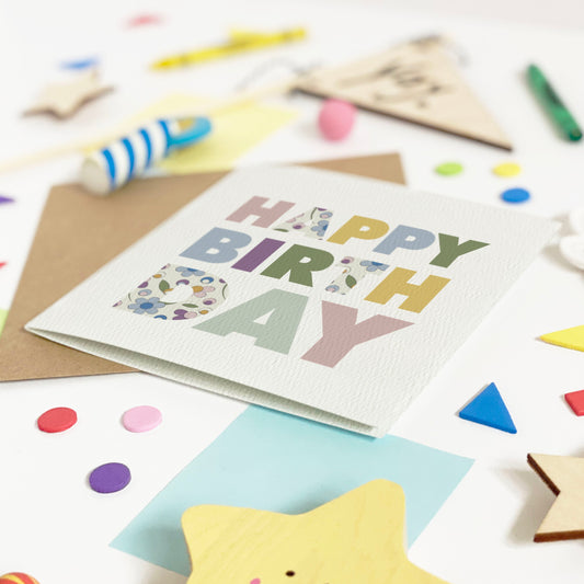 Ditsy Flower Happy Birthday Card