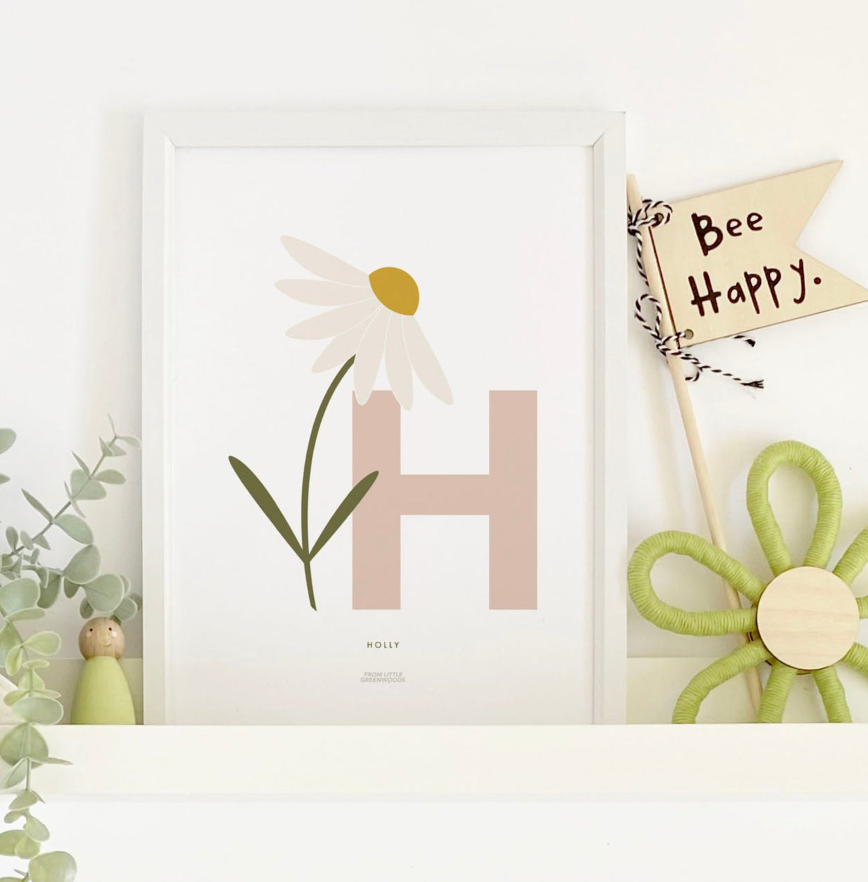 Single Stem Daisy Initial Print
