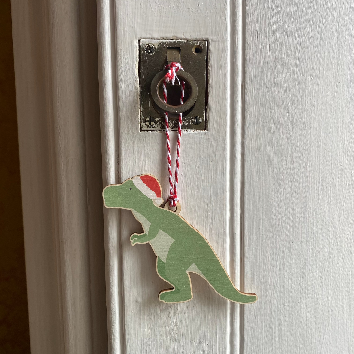 Children's Wooden Dinosaur Christmas Tree Decoration - with option to add to a Personalised Christmas Card