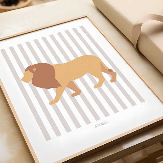 READY TO POST - A4 Striped Lion Print