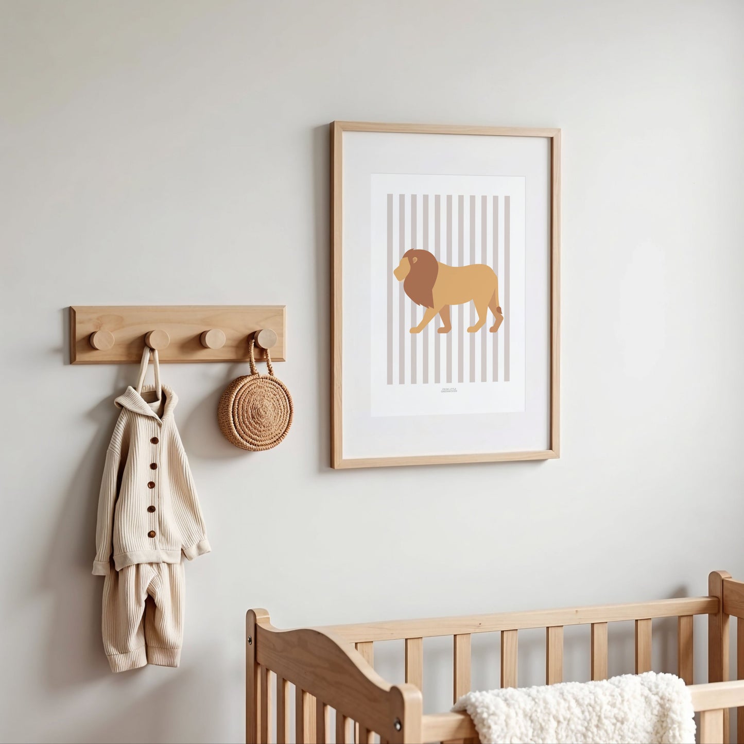 Children's Striped Lion Print - Grey