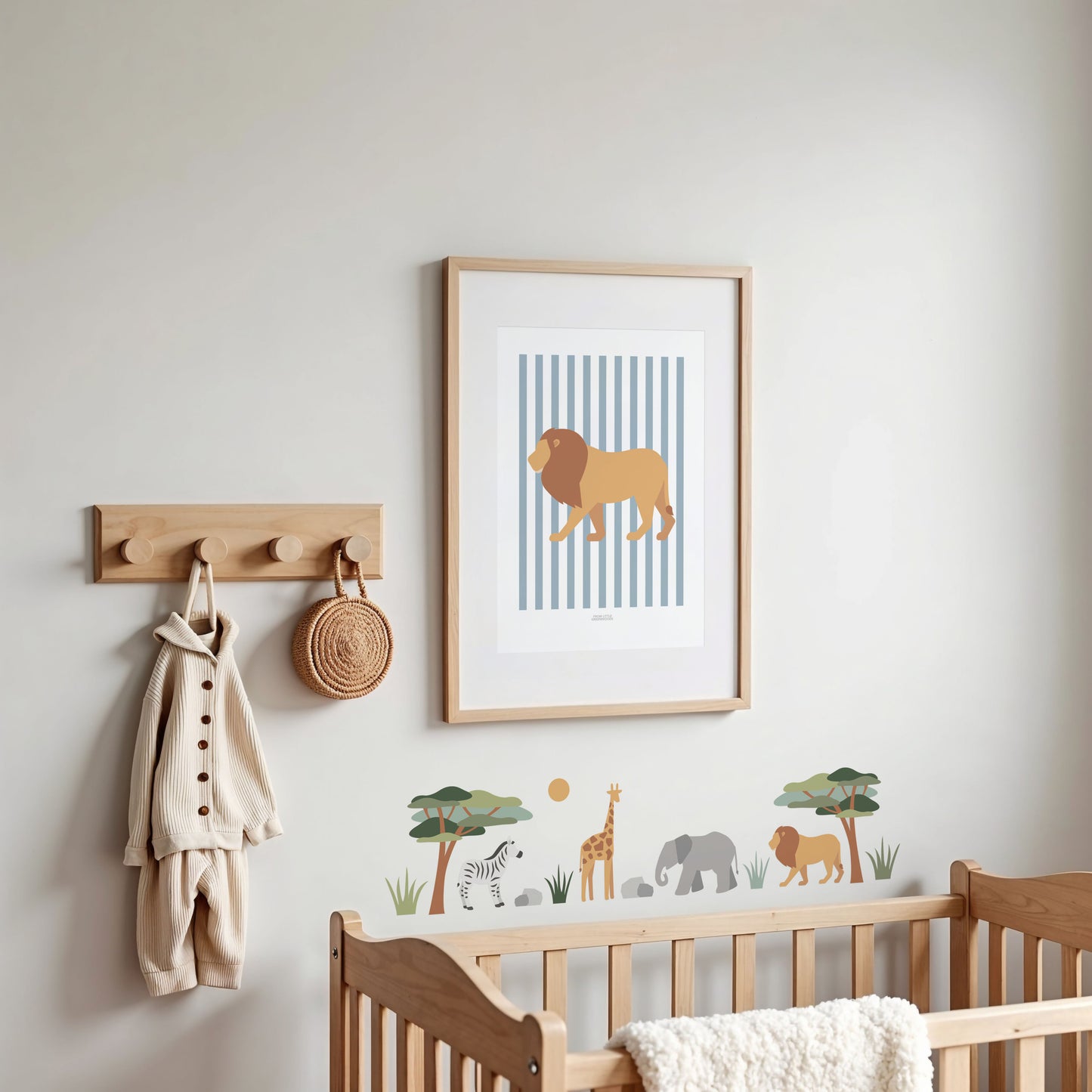 Children's Striped Lion Print - Light Blue