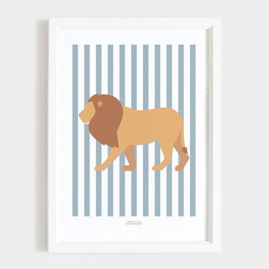 Children's Striped Lion Print - Light Blue