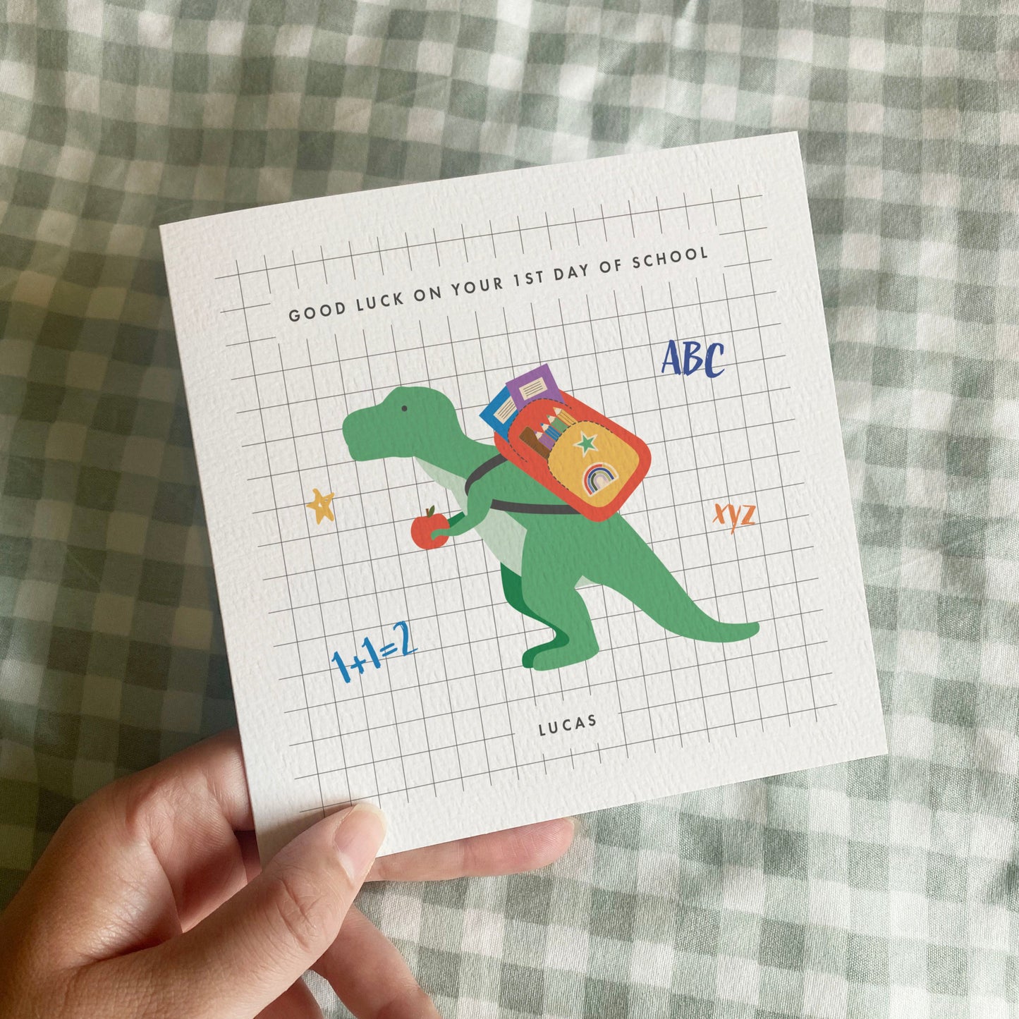 Personalised Dinosaur 1st Day at School Card