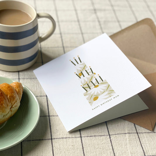 Personalised Daisy Birthday Cake Card for her