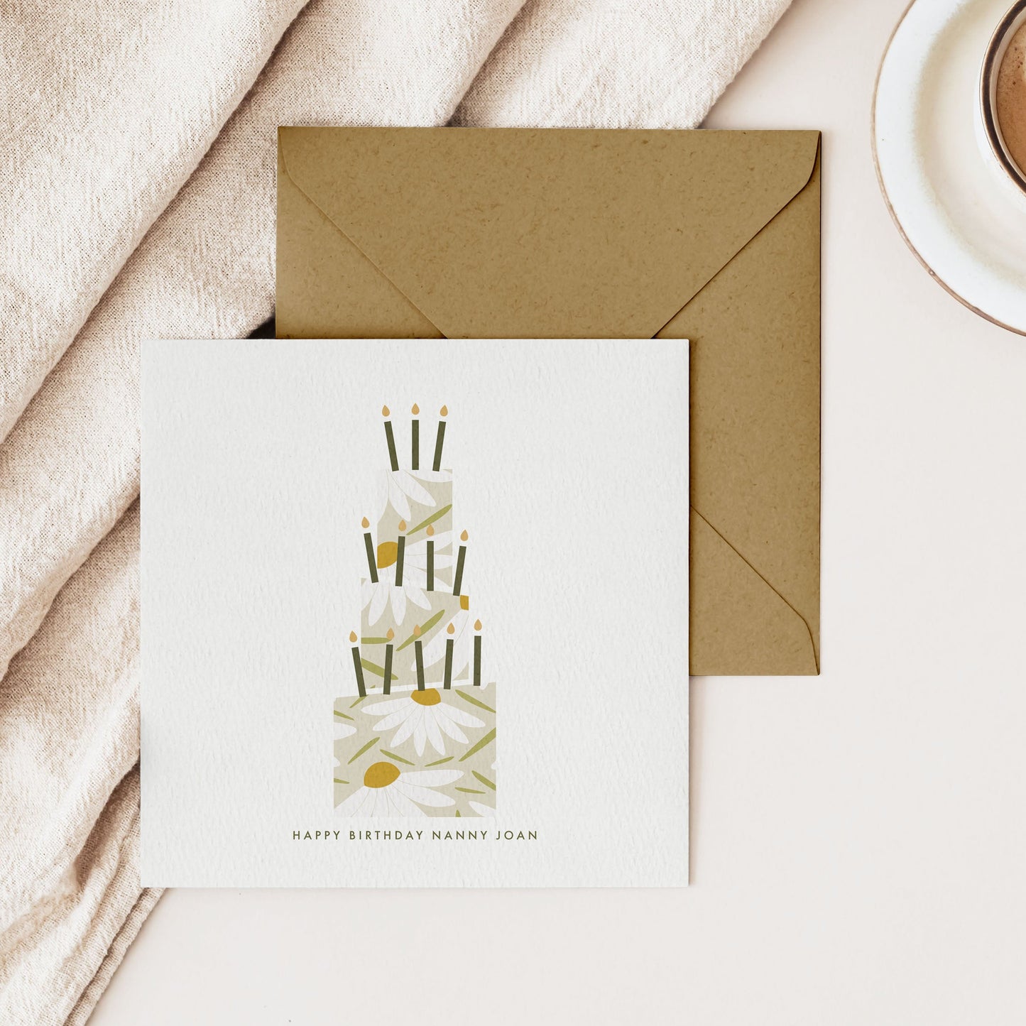 Personalised Daisy Birthday Cake Card for her