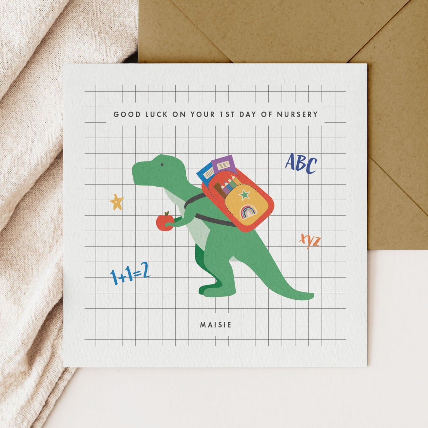 Personalised Dinosaur 1st Day at School Card