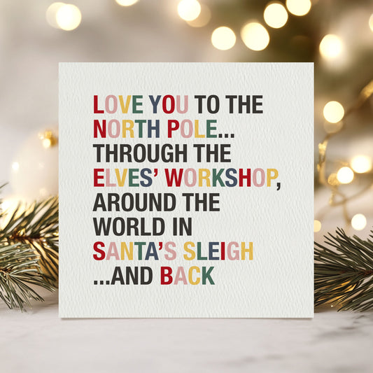 4 Pack of Love You to the North Pole & Back Christmas Cards - with Pink