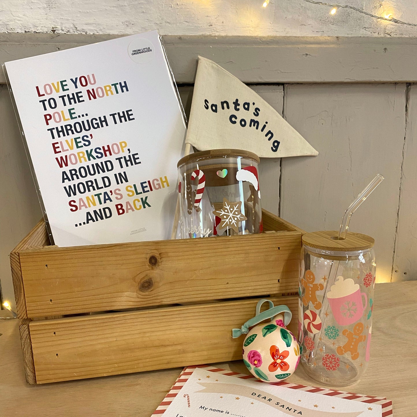 Personalised Love You to the North Pole Christmas Quote Print - Traditional Colours