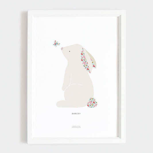 Pink Ditsy Flower Bunny Print