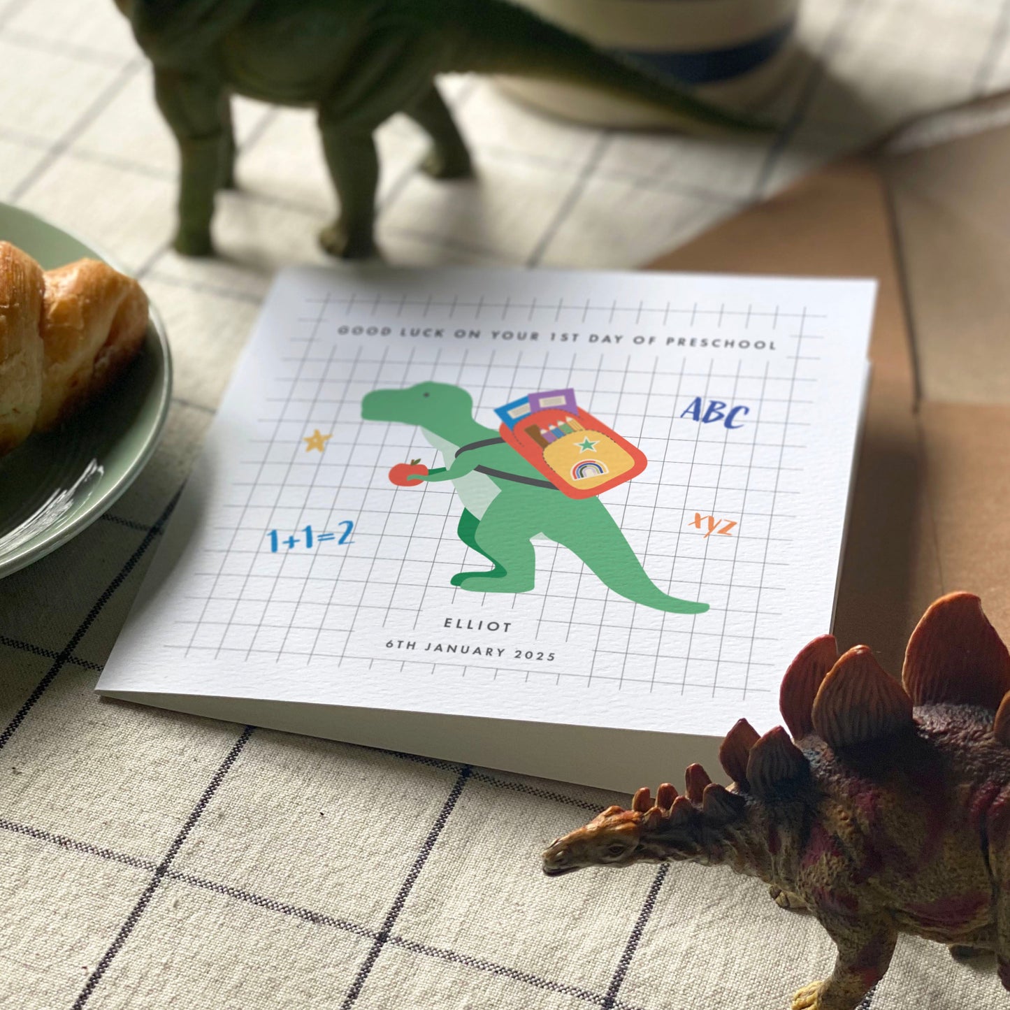 Personalised Dinosaur 1st Day at School Card