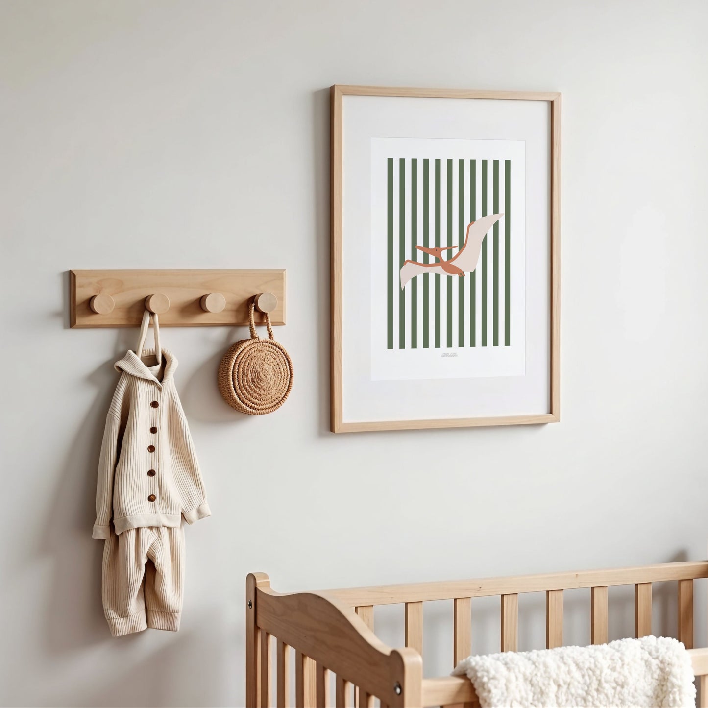 Pterodactyl Print - Green Stripes