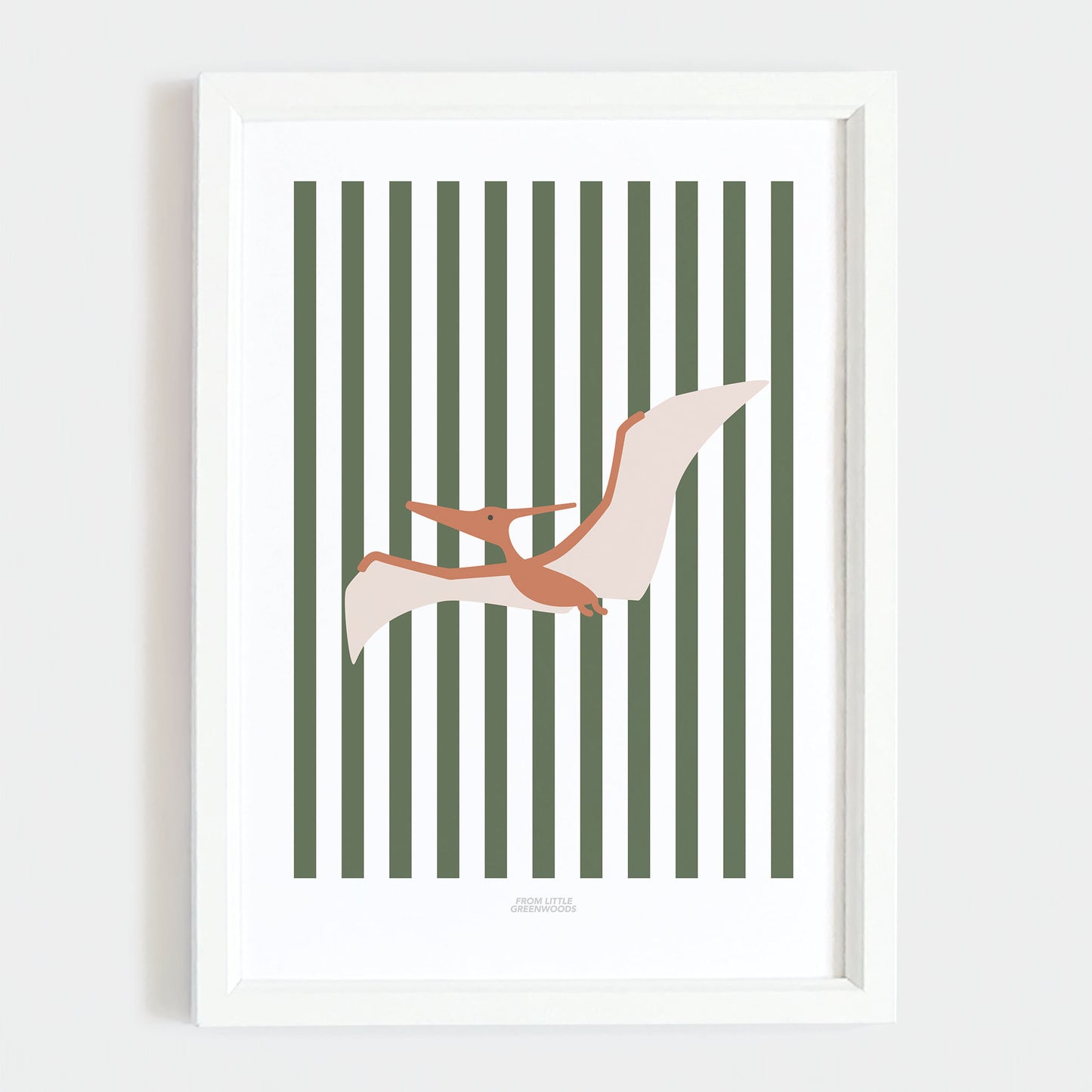 Pterodactyl Print - Green Stripes