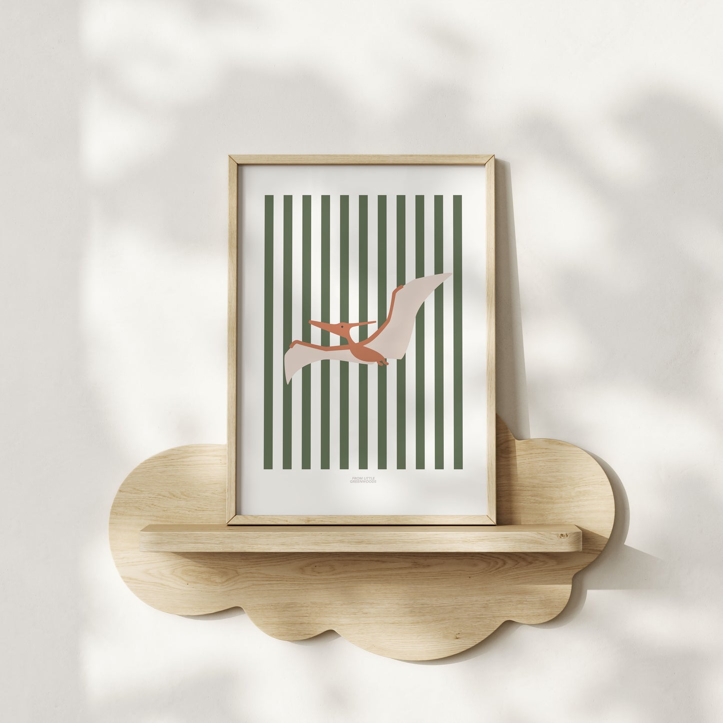 Pterodactyl Print - Green Stripes